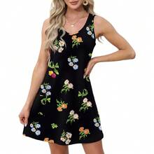 OFEEFAN Womens Summer Dresses 2025 V Neck Sleeveless Sundresses With Pockets Beach Vacation Clothes Floral/Plain - A Floral 48 - 查看 2