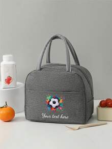 Customized Text Gift Bag, Large Capacity Lunch Box Bag, Suitable For Teenagers. Applicable For Office, University, Work, Business, Commuting, Outdoor, Travel And Picnic. Insulated Lunch Box Bag, Portable Aluminum Foil Ice Bag, Lunch Bag, Picnic Storage Bag - Grey - View 24