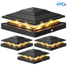4/6pcs Solar Post Lights, Solar Outdoor Lights, Outdoor LED Solar Post Lamps, Post Cap Lights IP65 Waterproof, Outdoor Lights For 4x4 5x5 6x6 Wood/Vinyl Posts, Fence, Deck, Patio, Yard, Garden Decor, Porch Patio Stair, Decoration Street Light, Path