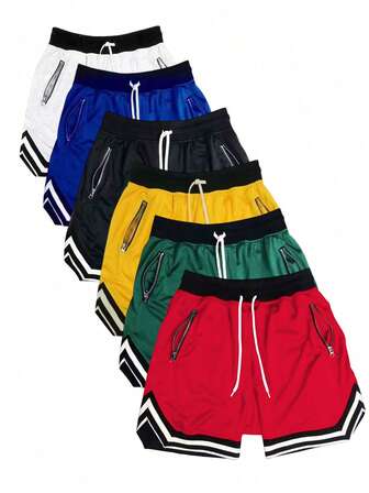 1 件夏季新款男士运动短裤，休闲，健身短裤，运动衫，拉链口袋，男士健身服，抽绳腰带，篮球短裤，弹性轻便运动裤，非常适合篮球、棒球、锻炼、跑步、训练、健身、运动、户外