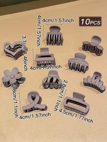 10个棕色哑光发爪，多功能发饰，小巧精致，简约风格，适合度假、海滩等场合。可用于盘发造型，也适合日常休闲外出，四季皆宜，是理想的发饰套装，也是女性的必备配饰，尤其适合返校季。花朵发夹，优雅别致。 - 棕色 - 查看 4