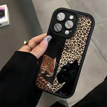 1 pieza Funda de teléfono con diseño de estampado de ojo de leopardo en mosaico, estilo animal feroz, compatible con iPhone 16 Pro Max, 15, 14 Plus, 13, 12, 11 y series, resistente al agua, a los golpes y a los arañazos - Multicolor - Ver 3