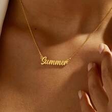 Women's Customized Fashion Word Stainless Steel Necklace, Black, Silver, Gold, Stylish, Colorful, Vintage, Simple, Unisex, Casual, Cuties, Custom, Personalized, Unique, Ideal Gifts For Him, Ideal Gifts For Her, Her, Boyfriend, Girlfriend, Dad, Mom, Family, Friends, For Anniversaries, For Birthdays, For Prom, For Party, Black, Silver, Gold, Stylish