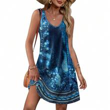 OFEEFAN Womens Summer Dresses 2025 V Neck Sleeveless Sundresses With Pockets Beach Vacation Clothes Floral/Plain - 花香 26 - 查看 1