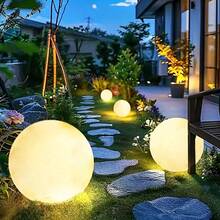 花园LED球灯户外草坪灯防水景观照明太阳能充电家用落地灯派对装饰发光球适用于庭院、草坪、园艺、户外装饰、照明、景观氛围和地板照明 - 白色 - 查看 5