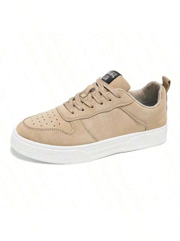 Men's Fashion Solid Color Skateboard Shoes, Comfortable Non-Slip Casual Lace-Up Thick Sole Sports Sneakers, Suitable For Outdoor Activities For Men. Size 39-48