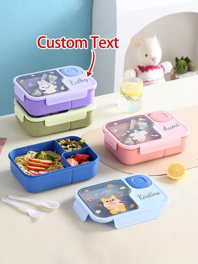 1 pieza Lonchera personalizada, Caja bento exclusiva personalizada para niños, Lonchera con compartimentos portátil para volver al colegio, Lonchera de estudiante con dibujos adorables y gran capacidad, incluye recipiente para salsa y cubiertos, apta para microondas, regalo para familia, amigos y compañeros de clase, multifuncional, ornamental, con letra, elegante, moderna, colorida, adorable, casual, personalizada, única, personalizada, regalo ideal para él, regalo ideal para ella, moda de vuelta al colegio, regalo de Navidad