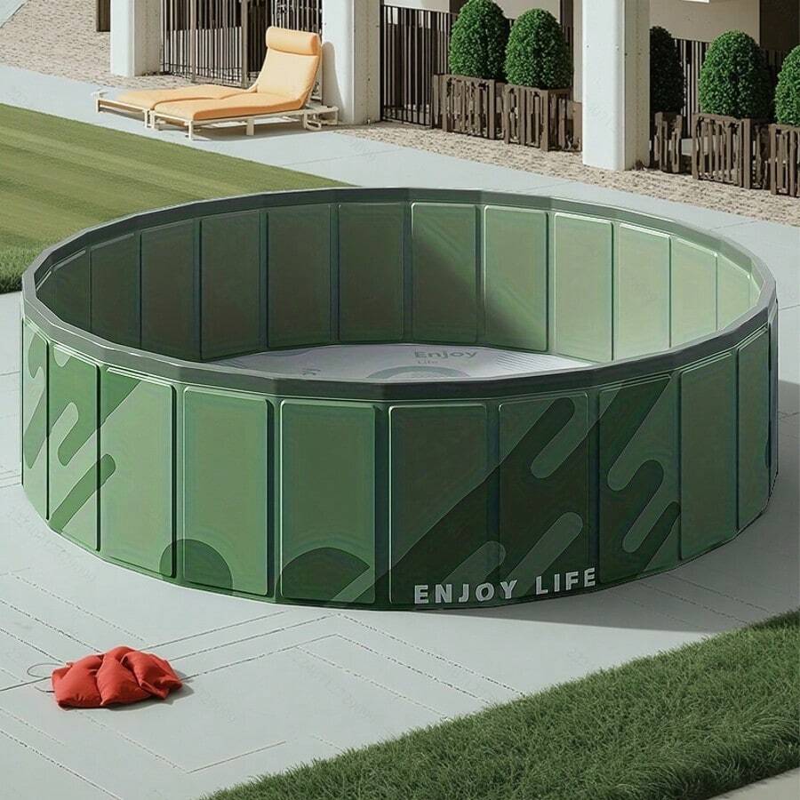 1pc Portable Non-Inflatable Easy Set-Up Swimming Pool, Outdoor Summer Courtyard Water Play Pool, Composite Board Round Family Relaxing Fun Pool, Ball Pit - Multicolor - View 1