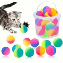 15pcs Cat Toy Bouncy Balls, Interactive Cat Toys Balls, 32mm High Indoor Cat Bouncy Balls, Colorful Rubber Large Bounce Ball, Pet Toy Balls Gift For Kitty