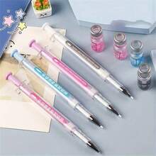 1/3PCS Creative Needle Vaccine Signature Neutral Pen Water Injection Syringe Shaped Water Pen Decompression Injector Neutral Pen Random Back To School - Multicolor - View 5