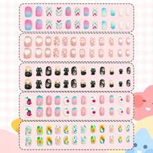 Ideal Swan 240 Pcs 10 Pack Press On Nails For Kids, False Nails Kids Press On Color Unicorn Animal, Children Acrylic Fake Nails Glue Full Cover Press On Nail Kits Set For 8-12 Year