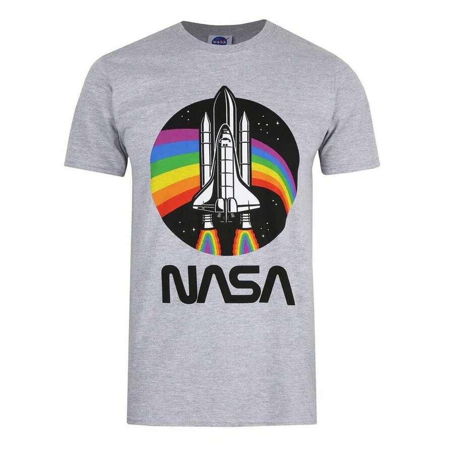 NASA تي شيرت رجالي بألوان قوس (رمادي رياضي) - رمادي - مشاهدة 1