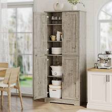 70in Tall Kitchen Pantry Cabinet, Freestanding Storage Cabinet With 4 Doors And 3 Adjustable Shelves, Large Utility Hutch CupboardLarge Utility Hutch Cupboard Freestanding Cupboard, Modern Storage Cabinets For Dining Room, Bathroom, Living Room - Xám - Xem 1