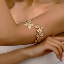 1pc Elegant Fashion Metal Flower Armband, Suitable For Women's Daily And Holiday Wear