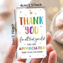50pcs Teacher Thank You Gift Tags With String - Perfect For Back To School, Graduation, Teacher Appreciation, Celebrations & More, Hanging Tag Labels For Gift Wrapping & Party Favor