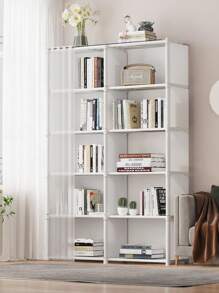 1pc Portable Closet Organizer, Multifunctional Cube Bookcase, Storage Shelves With Curtain, 31.5"W X 15.7"D, Freestanding Assembly, For Bedroom, Living Room, Kitchen, Office, Holidays, Christmas Gift