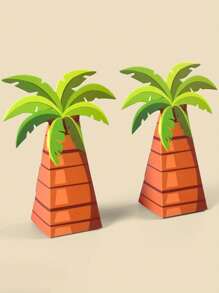 2pcs Coconut Tree Shaped Candy Packaging Boxes, Folding Palm Tree Gift Boxes, Holiday Party Favor Boxes, Saudi National Day Decorations, Middle East Party Supplies, Summer Beach Restaurant Decor