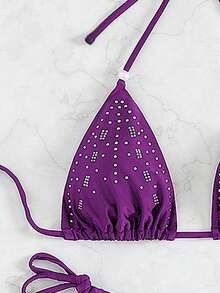 Bộ bikini tam giác cổ yếm kiểu châu Âu và Mỹ mới dành cho nữ, thích hợp cho kỳ nghỉ hè. - Màu tím  Violet - Xem 4