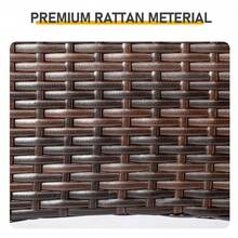 20" Patio Side Table, Outdoor Patio Wicker Square End Table, All-Weather Rattan Coffee Table W/Glass Tabletop For Backyard Deck Porch Poolside, Brown - 棕色 - 查看 6