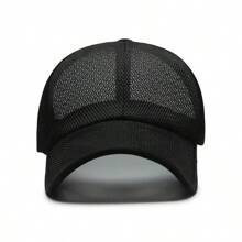 1pc Men's Breathable Mesh Baseball Cap, Adjustable Summer Casual Sun Protection Hat For Fishing