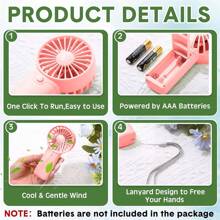 1 pieza Mini Ventilador de mano a batería, ventilador personal portátil de 1.5V AAA para verano, viajes, playa, interior y exterior, regalo (rosa, azul, verde, blanco), baterías no incluidas