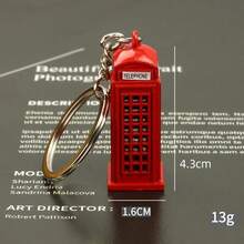 1Pc Vintage London-Style Metal Telephone Booth Mailbox Double Decker Bus Keychain, Best Gift For Friends Perfect Birthday Gift, Holiday Gift, Toy Gift - Multicolor - View 3