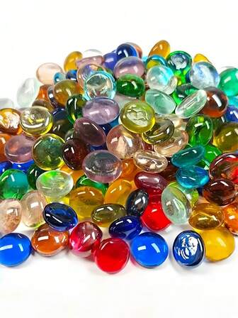 80 piezas de cuentas de vidrio planas y coloridas para manualidades DIY, decoración de paisaje de jardín, decoración de jarrones