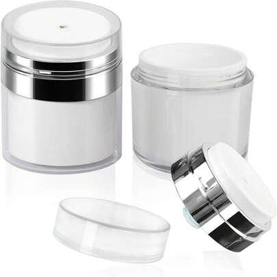 Press Type Vacuum Face Cream Bottle, Vacuum Frosted Glass Bottle Moisturizing Pump Container 15ml/30ml/50ml Push Bottle, Cosmetic Face Cream Lotion Ointments Pump Travel Bottle Jar Pot With Cap,Skin Cream/Lotion/Travel Storage Containers