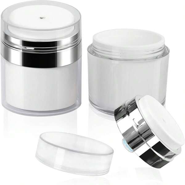 Press Type Vacuum Face Cream Bottle, Vacuum Frosted Glass Bottle Moisturizing Pump Container 15ml/30ml/50ml Push Bottle, Cosmetic Face Cream Lotion Ointments Pump Travel Bottle Jar Pot With Cap,Skin Cream/Lotion/Travel Storage Containers