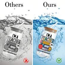 ELEWINS 12 ورقة من أغلفة الأكواب UV DTF لأكواب العزل 16 أونصة - أغلفة أكواب لتقدير المعلمين مقاومة للخدش والتحويلات الدائمة للزجاج والأكواب - تحويلات UV DTF سهلة الإزالة للأسطح الملساء