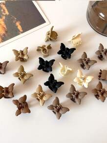 20 piezas/10 piezas/5 piezas Set de Pinzas de Flequillo Mini, Pinzas para el Cabello de Estilo Minimalista Princesa de Color Café Mate, Accesorios para el Cabello con Diseños Surtidos, Pinzas de Garra de Otoño de Moda de Invierno para Atuendos de Vacaciones para Mujer