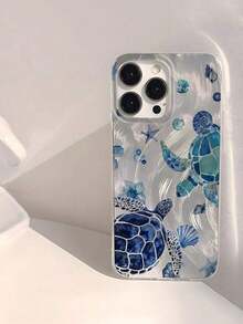 Funda para teléfono (1 unidad) transparente, suave y brillante, con estampado de tortuga marina, resistente al agua, a las huellas dactilares y a los arañazos. Ideal para el verano. - Multicolor 3 - Ver 3