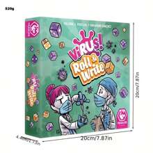 1 Box "Virus! Roll & Write" Card Game - Strategic Dice Rolling & Writing Challenges, Fast 15-20 Mins Pandemic Themed Tabletop Game, Suitable For Family Game Night
