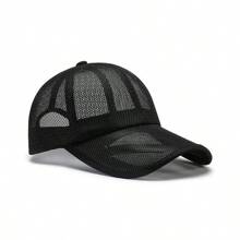 1pc Men's Breathable Mesh Baseball Cap, Adjustable Summer Casual Sun Protection Hat For Fishing