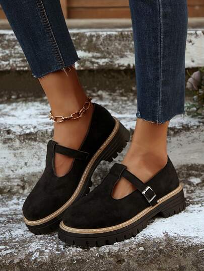 Niche Platform Mary Jane Shoes, Low Vamp Flats Women Plus Size Soft Bottom Loafers 2025 Spring Autumn New Versatile Slip-On Oxfords British Style