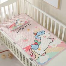 1 Set Of 2pcs Baby Summer Cooling Mat, Kindergarten Napping Latex Cooling Mattress, Baby Air Conditioning Soft Cooling Pad With Pillowcase - Cute Cartoon Pattern