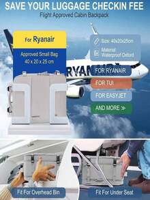 Balo du lịch Ryanair, Túi xách tay 40x20x25 có ngăn đựng giày, Ngăn đựng đồ ướt và khô, Túi xách tay dưới ghế, Túi hàng không, Balo du lịch nữ, Balo thường ngày được chứng nhận hàng không, Balo hành lý ngoài trời Túi công tác cuối tuần có đầu ra USB Balo du lịch chống thấm nước cho nam - Xám - Xem 8