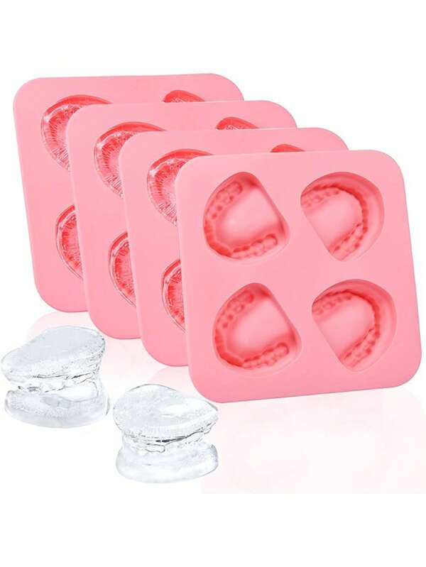 Creative Ice Cube Tray, Silicone Teeth Shaped Ice Mold, Large Reusable Ice Tray, Funny Gag Gift For Father's Day, Halloween, Dentist Party -