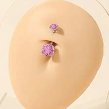 6pcs Simple Pink Navel Rings With Pearl And Cubic Zirconia, Suitable For Women/Ladies Daily Wear - 6 Navel Rings - View 5