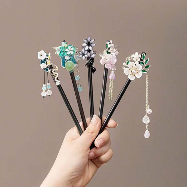 1pc Retro Tassel Sandalwood Hairpin, High-End Chinese Style Hanfu Hair Accessory, Elegant & Minimalist Design, Wooden Hair Clip, Hair Accessories, Hair Accessories, Hair Pins, Bun Extension, Hair Bun Maker, Pins For Hair, Bun Hair Piece, Hair Styling Pins