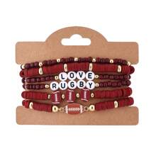 6pcs/Set Sports Themed Bracelet Set - Football, Baseball, Softball, Basketball, Soccer, Volleyball, Great Gift For Sports Lovers