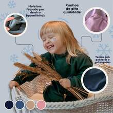 Winter Set Moss Sweatshirt Girl Boy Plush Children's Cold Clothes Baby Cotton Cold Weather Blouse Printed Cloak Christian God Is Love - 墨綠色 - 查看 2