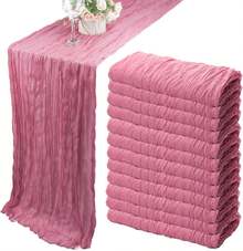 12 Pack 10Ft Cheesecloth Boho Gauze Table Runner - 35x120 Inch Rustic Cheese Cloth Long Runner For Wedding, Bridal Shower, Birthday Party Decor (Dusty Rose) - 彩色 - 查看 1