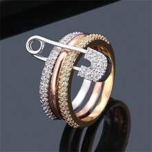 Chic Ring Multi Layer + Pin Design Paved Shining Zirconia Just Pick A Color U Prefer Match Daily Outfits Party Accessory