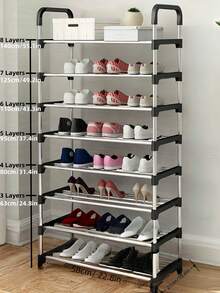 1pc Compact Metal Shoe Rack, Space Saver Shoe Storage Organizer, Minimalist Design, Sturdy, Fashionable, Easy Assembly & Disassembly, Portable, Suitable For Living Room, Bedroom, Entryway, Office, Home, Multi-Tier Storage, Holiday Gift