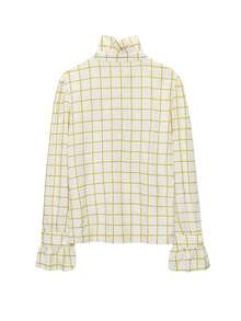 女式日常短袖衬衫，春夏季，瑞士褶饰边，荷叶边袖口，女式纯色宽松休闲衬衫