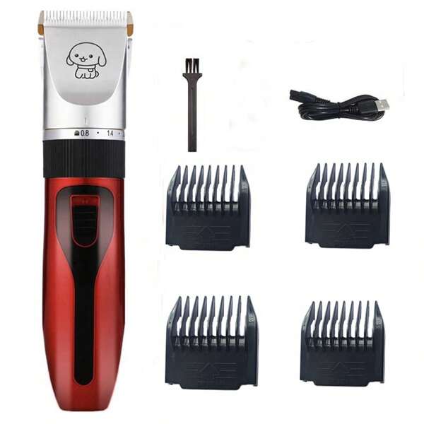 1pc Red Dog Shaver, Professional Pet Electric Clipper, Barbershop Designed Trimmer Blade For Poodle, Teddy, Cat