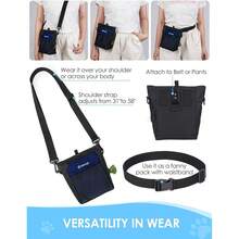 New-15  Dog Treat Pouch  Silicone Snack Bag, Front Pocket Fits All Phon, 4 C Treat Bag  Training Clicker, E Stronr Magnetic Closure, 3 Ways To Wear Walking Fanny Pack (Navy Blue) - 藏蓝色 - 查看 5