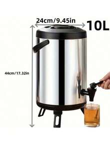 1 Pc Stainless Steel Beverage Dispenser, Multi-Purpose Ice Bucket Outdoor Sprayer, Large Capacity Layered Lid Design, Collapsible Bottom Commercial Insulated Drink Server With Handle, For Adding Ice And Hot Water, Suitable For Party Beer & Juice Storage - Black - View 5