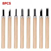 6-12pcs High Manganese Steel Engraving Knife With Wooden Handle Professional Handmade Wood Carving Chisel Tools Kit Carving Accessories